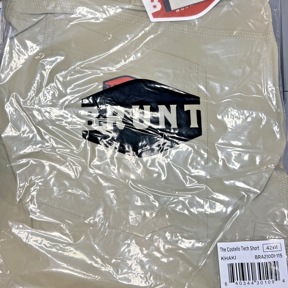 Brunt Costello Shorts 42x11 Khaki NWT Ripstop Nylon Stretch Quickdry DWR Work